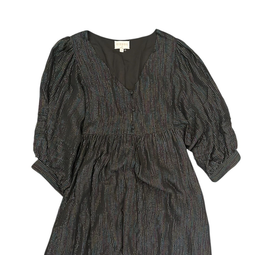NEW CIEBON Metallic Rainbow Maxi Dress | Lame Statement Dress | 3/4 Sleeve | XS - Picture 3 of 10